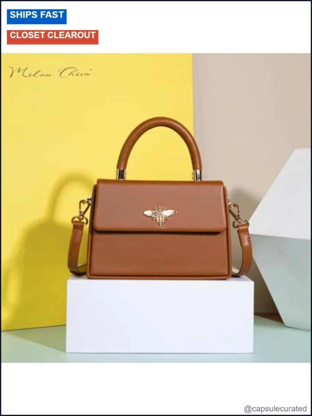 Vegan Leather Top Handle Bag Mini Square Crossbody Purse Detachable Strap